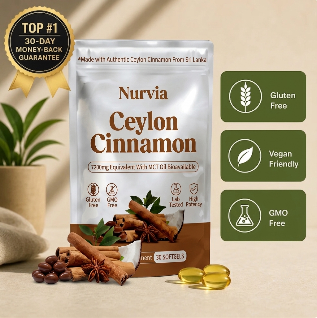 Nurvia Ceylon Cinnamon 7200mg Equivalent with MCT Oil