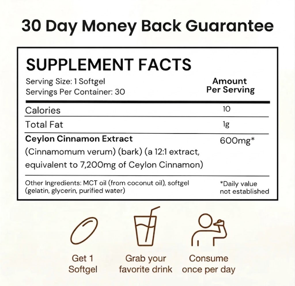 Nurvia Ceylon Cinnamon 7200mg Equivalent with MCT Oil